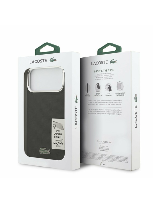 Lacoste Lacoste Iconic Petit Pique Camera Stand MagSafe Stražnji Poklopac za iPhone 17 Pro Max Black