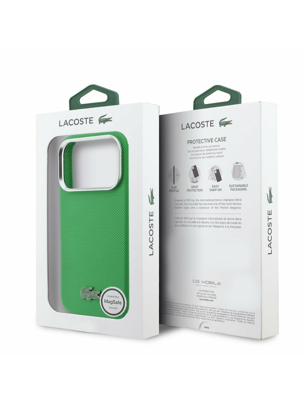 Lacoste Lacoste PVC Iconic Petit Pique Metal Logo MagSafe Stražnji Poklopac za iPhone 17 Pro Max Green