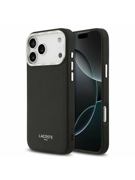 Lacoste Lacoste PU Leather Champs Elysees MagSafe Stražnji Poklopac za iPhone 17 Pro Max Black