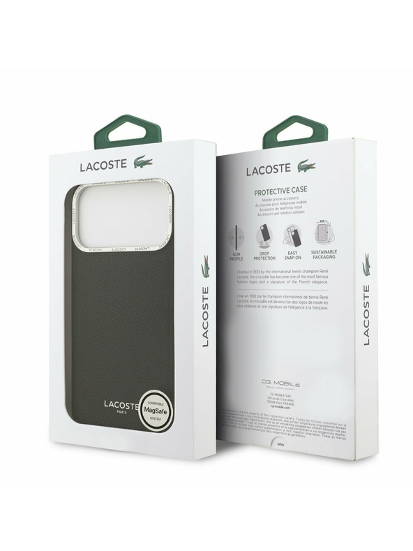 Lacoste Lacoste PU Leather Champs Elysees MagSafe Stražnji Poklopac za iPhone 17 Pro Max Black