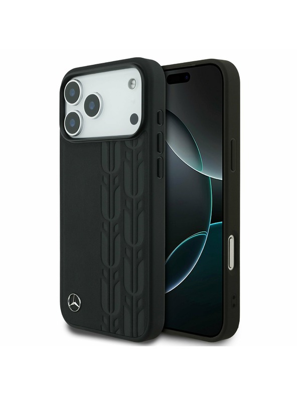 Mercedes Mercedes Leather Laurel Leaves MagSafe Zadnja Maska za iPhone 17 Pro Max Black