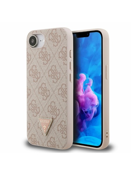 Guess Guess PU 4G Strass Triangle Metal Logo Zadnja Maska za iPhone 16e/17e Pink