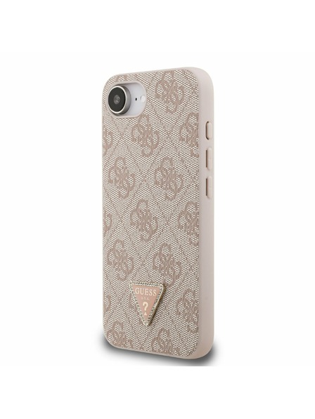 Guess Guess PU 4G Strass Triangle Metal Logo Zadnja Maska za iPhone 16e/17e Pink