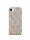 Guess Guess PU 4G Strass Triangle Metal Logo Zadnja Maska za iPhone 16e/17e Pink