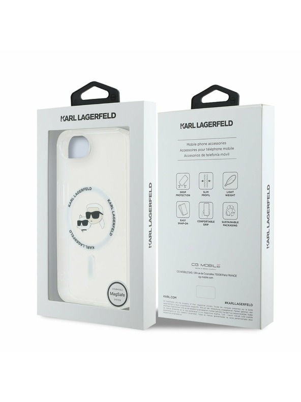Karl Lagerfeld Karl Lagerfeld IML K&CH Heads Metal Frame MagSafe Zadnja Maska za iPhone 16e/17e Transparent
