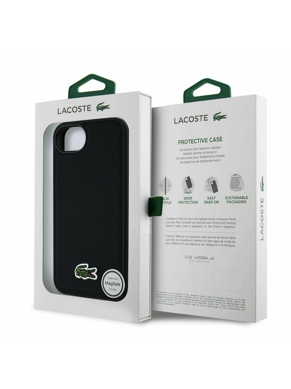Lacoste Lacoste Iconic Petit Pique Woven Logo MagSafe Zadnja Maska za iPhone 16e/17e Black