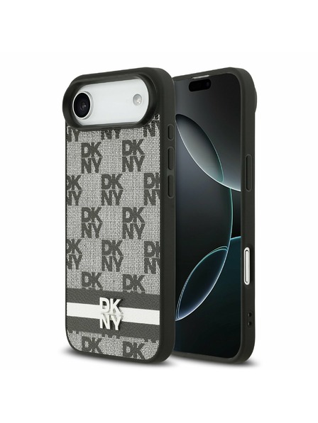 DKNY DKNY PU Leather Checkered Pattern and Stripe Zadnja Maska za iPhone Air Black