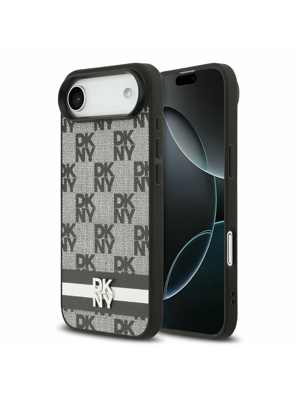 DKNY DKNY PU Leather Checkered Pattern and Stripe Zadnja Maska za iPhone Air Black