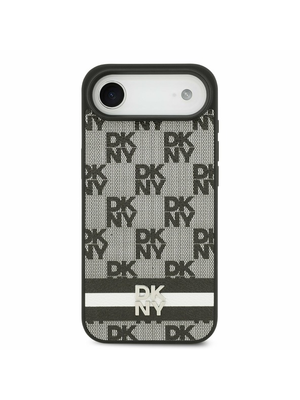 DKNY DKNY PU Leather Checkered Pattern and Stripe Zadnja Maska za iPhone Air Black