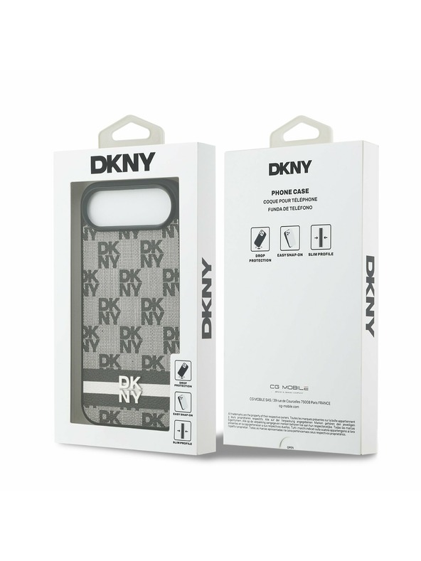 DKNY DKNY PU Leather Checkered Pattern and Stripe Zadnja Maska za iPhone Air Black