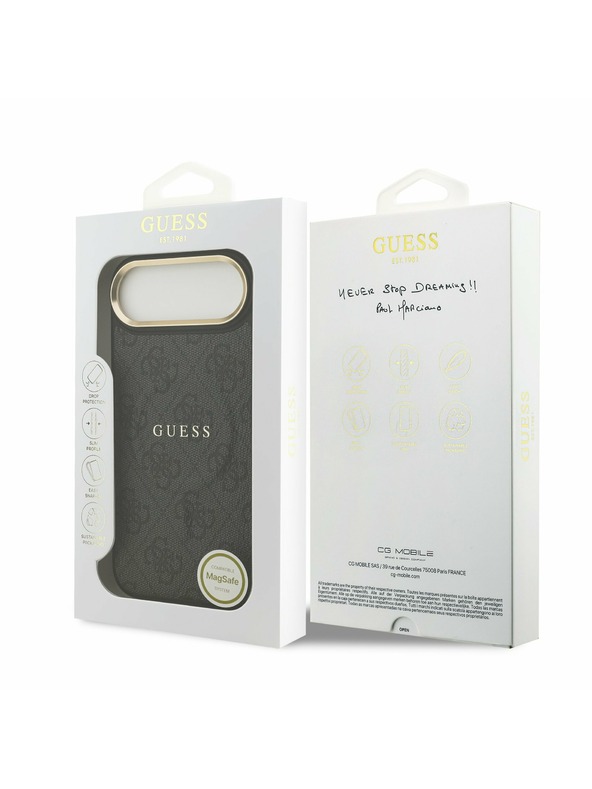 Guess Guess PU Leather 4G Gold Frame MagSafe Zadnja Maska za iPhone Air Black