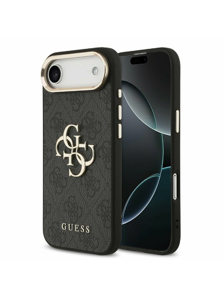 Guess Guess PU Leather 4G Metal Logo Gold Frame Zadnja Maska za iPhone Air Black