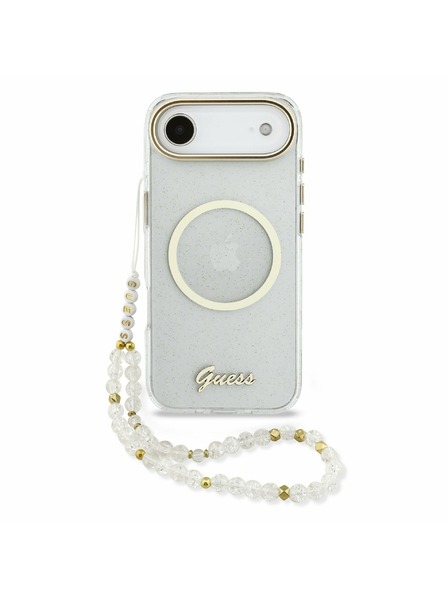 Guess Guess IML Glitter Script Remen MagSafe Stražnja Maska za iPhone Air Transparent