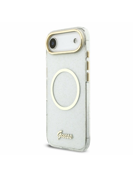 Guess Guess IML Glitter Script Remen MagSafe Stražnja Maska za iPhone Air Transparent