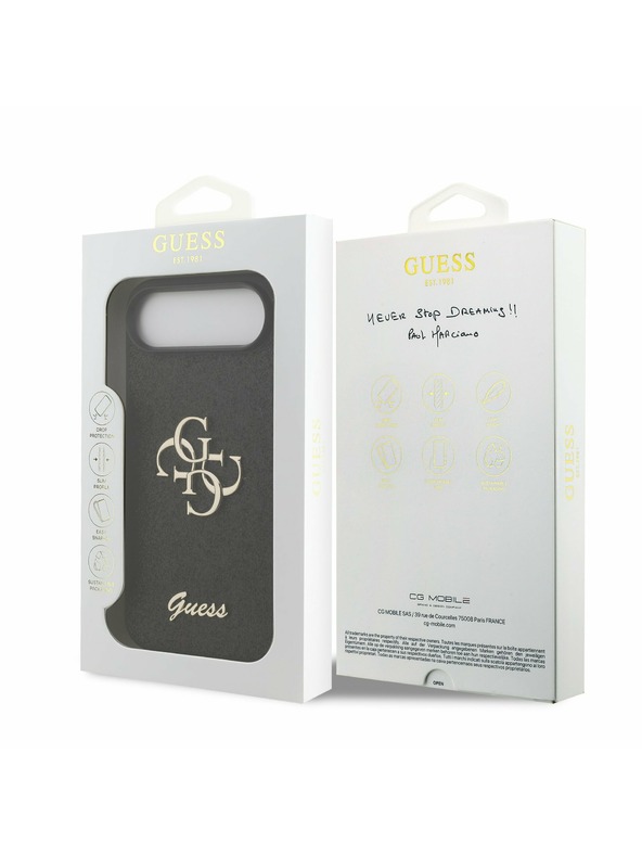 Guess Guess PU Fixed Glitter 4G Metal Logo Stražnja Maska za iPhone Air Black