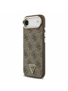 Guess Guess PU Leather 4G Strass Triangle Logo Gold Frame MagSafe Stražnja Maska za iPhone Air Brown