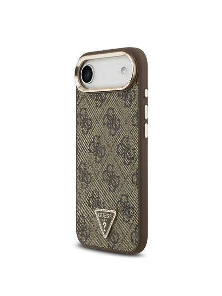 Guess Guess PU Leather 4G Strass Triangle Logo Gold Frame MagSafe Stražnja Maska za iPhone Air Brown