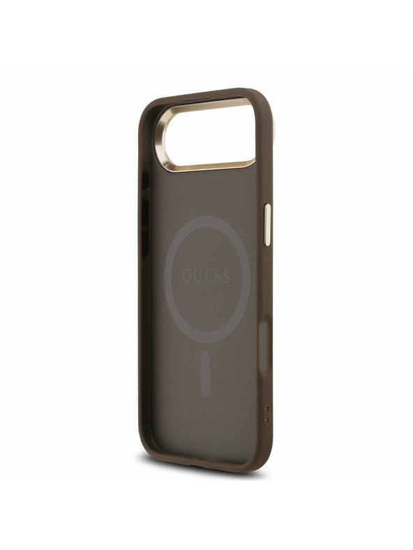 Guess Guess PU Leather 4G Strass Triangle Logo Gold Frame MagSafe Stražnja Maska za iPhone Air Brown