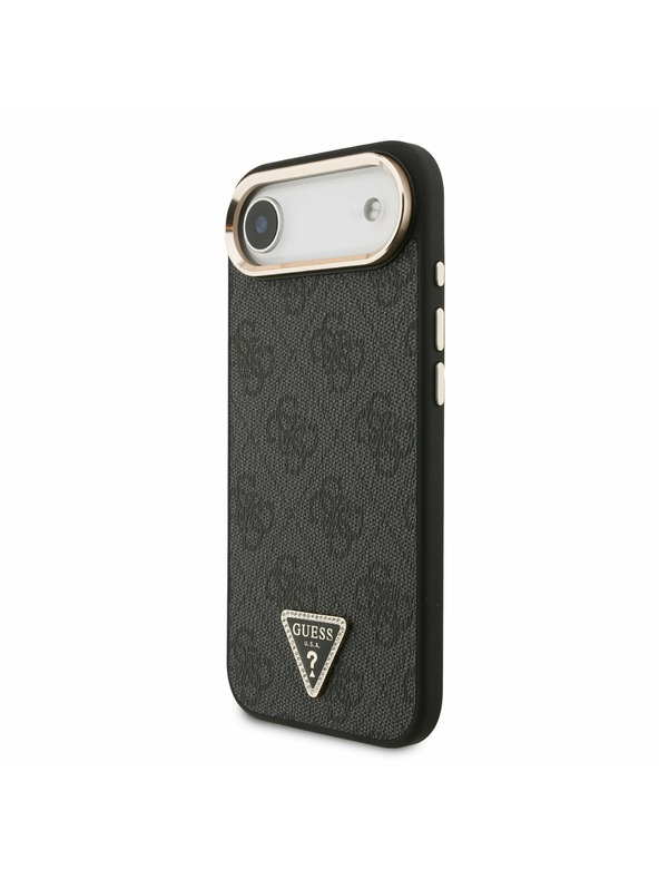 Guess Guess PU Leather 4G Strass Triangle Logo Gold Frame MagSafe Stražnja Maska za iPhone Air Black
