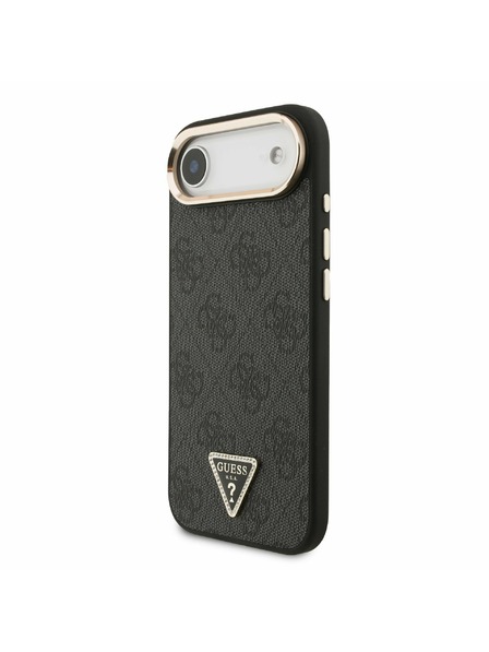 Guess Guess PU Leather 4G Strass Triangle Logo Gold Frame MagSafe Stražnja Maska za iPhone Air Black