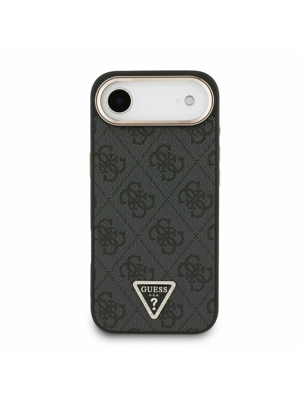 Guess Guess PU Leather 4G Strass Triangle Logo Gold Frame MagSafe Stražnja Maska za iPhone Air Black