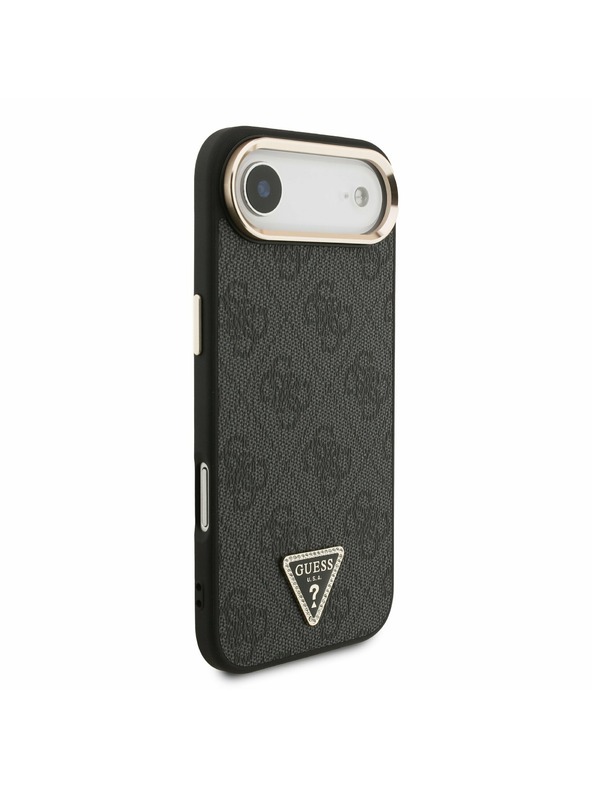 Guess Guess PU Leather 4G Strass Triangle Logo Gold Frame MagSafe Stražnja Maska za iPhone Air Black