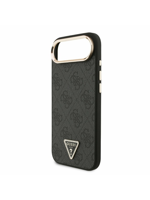 Guess Guess PU Leather 4G Strass Triangle Logo Gold Frame MagSafe Stražnja Maska za iPhone Air Black