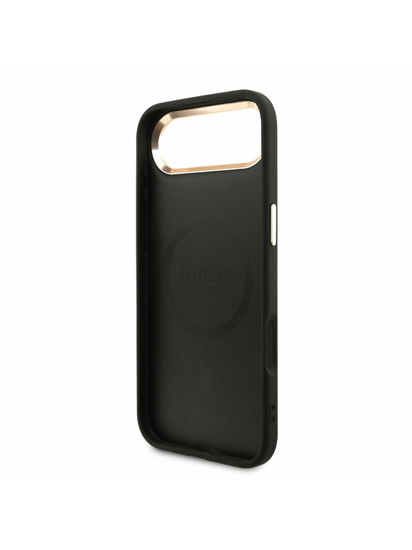 Guess Guess PU Leather 4G Strass Triangle Logo Gold Frame MagSafe Stražnja Maska za iPhone Air Black