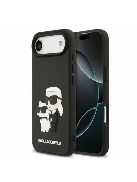 Karl Lagerfeld Karl Lagerfeld 3D Rubber Karl and Choupette Stražnja Maska za iPhone Air Black
