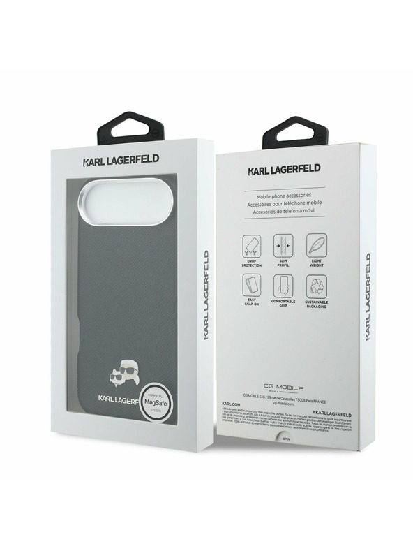 Karl Lagerfeld Karl Lagerfeld PU Karl and Choupette Heads Pins MagSafe Stražnja Maska za iPhone Air Black