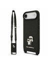 Karl Lagerfeld Karl Lagerfeld Saffiano Crossbody Remen Metal Karl and Choupette Stražnja Maska za iPhone Air Black