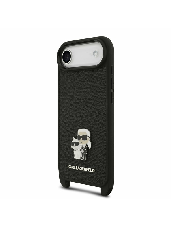 Karl Lagerfeld Karl Lagerfeld Saffiano Crossbody Remen Metal Karl and Choupette Stražnja Maska za iPhone Air Black