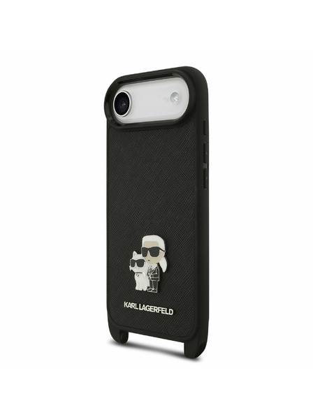 Karl Lagerfeld Karl Lagerfeld Saffiano Crossbody Remen Metal Karl and Choupette Stražnja Maska za iPhone Air Black