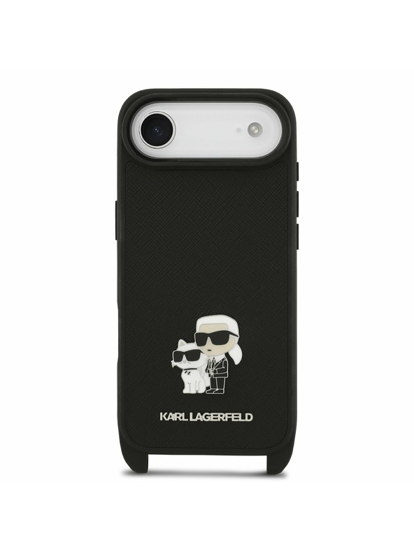 Karl Lagerfeld Karl Lagerfeld Saffiano Crossbody Remen Metal Karl and Choupette Stražnja Maska za iPhone Air Black