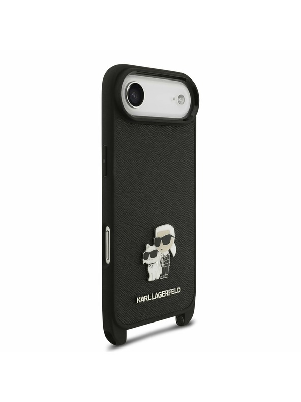 Karl Lagerfeld Karl Lagerfeld Saffiano Crossbody Remen Metal Karl and Choupette Stražnja Maska za iPhone Air Black