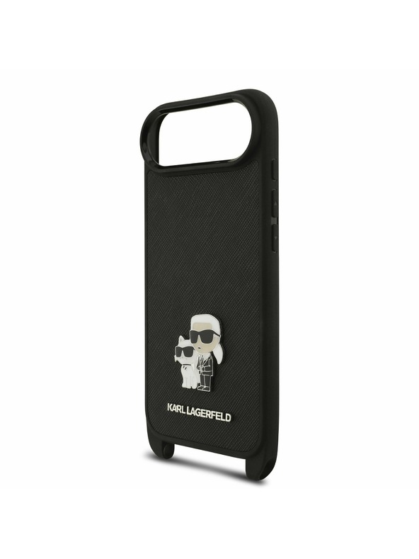 Karl Lagerfeld Karl Lagerfeld Saffiano Crossbody Remen Metal Karl and Choupette Stražnja Maska za iPhone Air Black