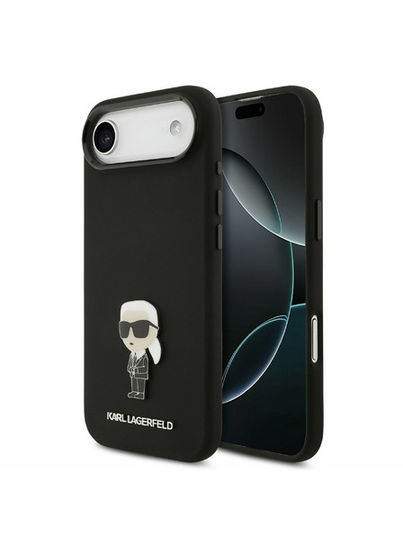 Karl Lagerfeld Karl Lagerfeld Liquid Silicone Metal Ikonik Stražnja Maska za iPhone Air Black
