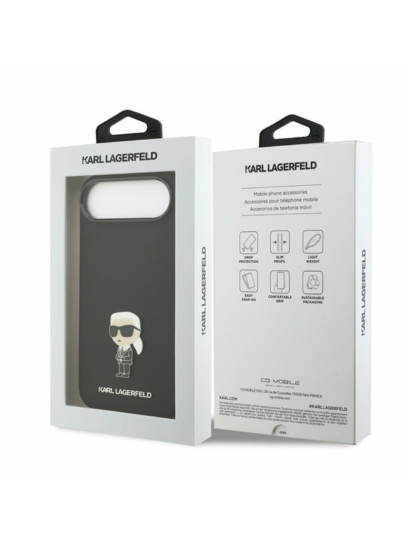 Karl Lagerfeld Karl Lagerfeld Liquid Silicone Metal Ikonik Stražnja Maska za iPhone Air Black
