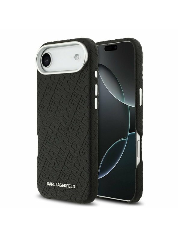 Karl Lagerfeld Karl Lagerfeld Grained PU Repeated Logo MagSafe Stražnji Poklopac za iPhone Air Black