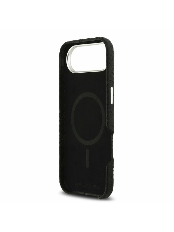Karl Lagerfeld Karl Lagerfeld Grained PU Repeated Logo MagSafe Stražnji Poklopac za iPhone Air Black