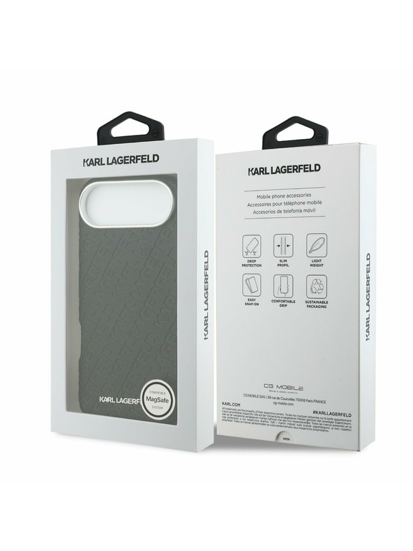 Karl Lagerfeld Karl Lagerfeld Grained PU Repeated Logo MagSafe Stražnji Poklopac za iPhone Air Black