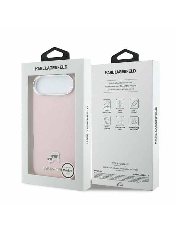 Karl Lagerfeld Karl Lagerfeld PU Karl and Choupette Heads Pins MagSafe Stražnji Poklopac za iPhone Air Pink