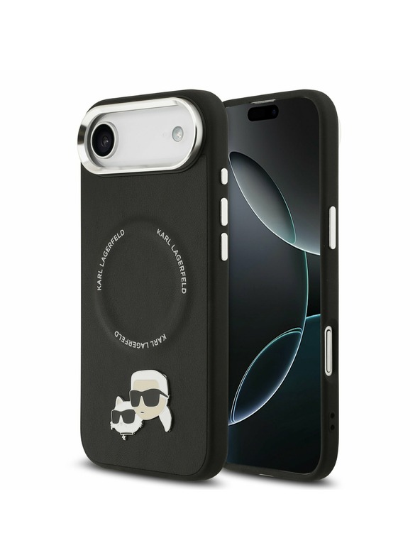 Karl Lagerfeld Karl Lagerfeld PU Karl and Choupette Heads Pins MagSafe Stražnja Maska za iPhone Air Black