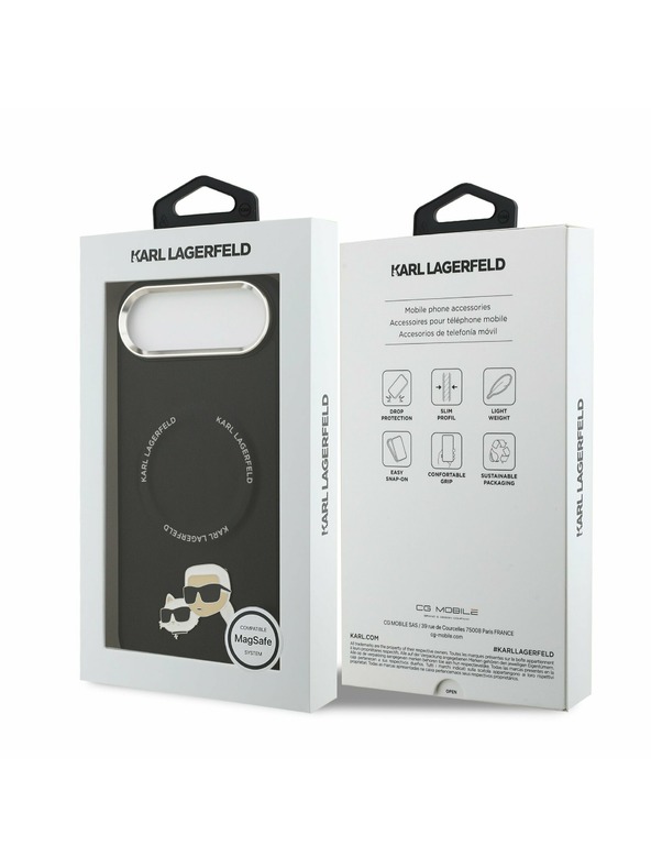 Karl Lagerfeld Karl Lagerfeld PU Karl and Choupette Heads Pins MagSafe Stražnja Maska za iPhone Air Black