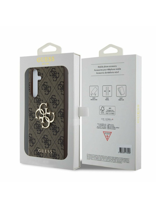 Guess Guess PU 4G Metal Logo Stražnji Poklopac za Samsung Galaxy A55 5G Brown
