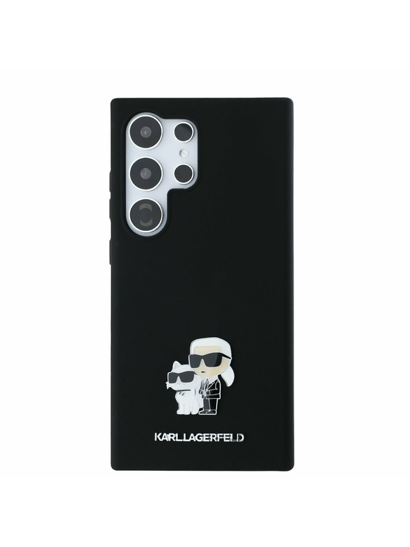 Karl Lagerfeld Karl Lagerfeld Tekući Silikon Metal Karl and Choupette Stražnji Zaštitni Poklopac za Samsung Galaxy S24 Ultra Crna