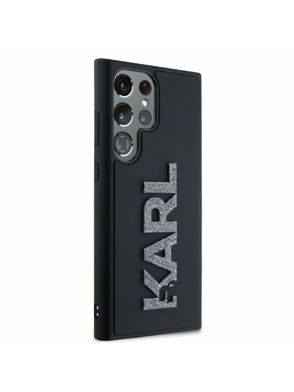 Karl Lagerfeld Karl Lagerfeld 3D Guma Glitter Logo Stražnji Zaštitni Poklopac za Samsung Galaxy S24 Ultra Crna