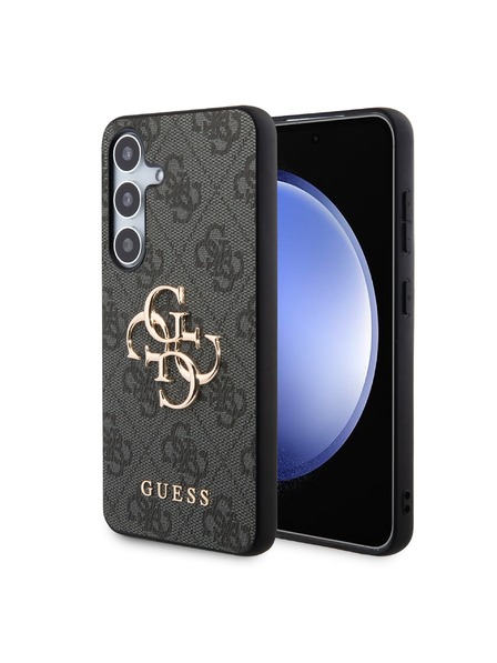 Guess Guess PU 4G Metal Logo Stražnji Zaštitni Poklopac za Samsung Galaxy S24+ Siva