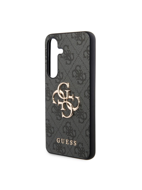 Guess Guess PU 4G Metal Logo Stražnji Zaštitni Poklopac za Samsung Galaxy S24+ Siva