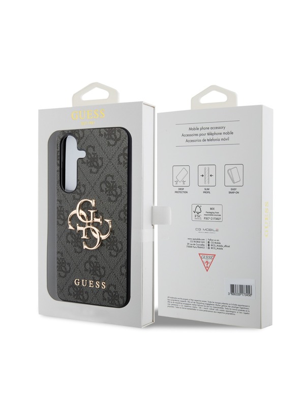 Guess Guess PU 4G Metal Logo Stražnji Zaštitni Poklopac za Samsung Galaxy S24+ Siva